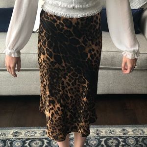 Cheetah print silk skirt